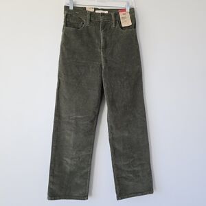 Levi's Ribcage Straight Leg Corduroy Jeans 28 Green 90s NWT